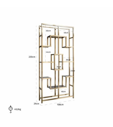 RICHMOND regał MAGNUS szczotkowane złoto