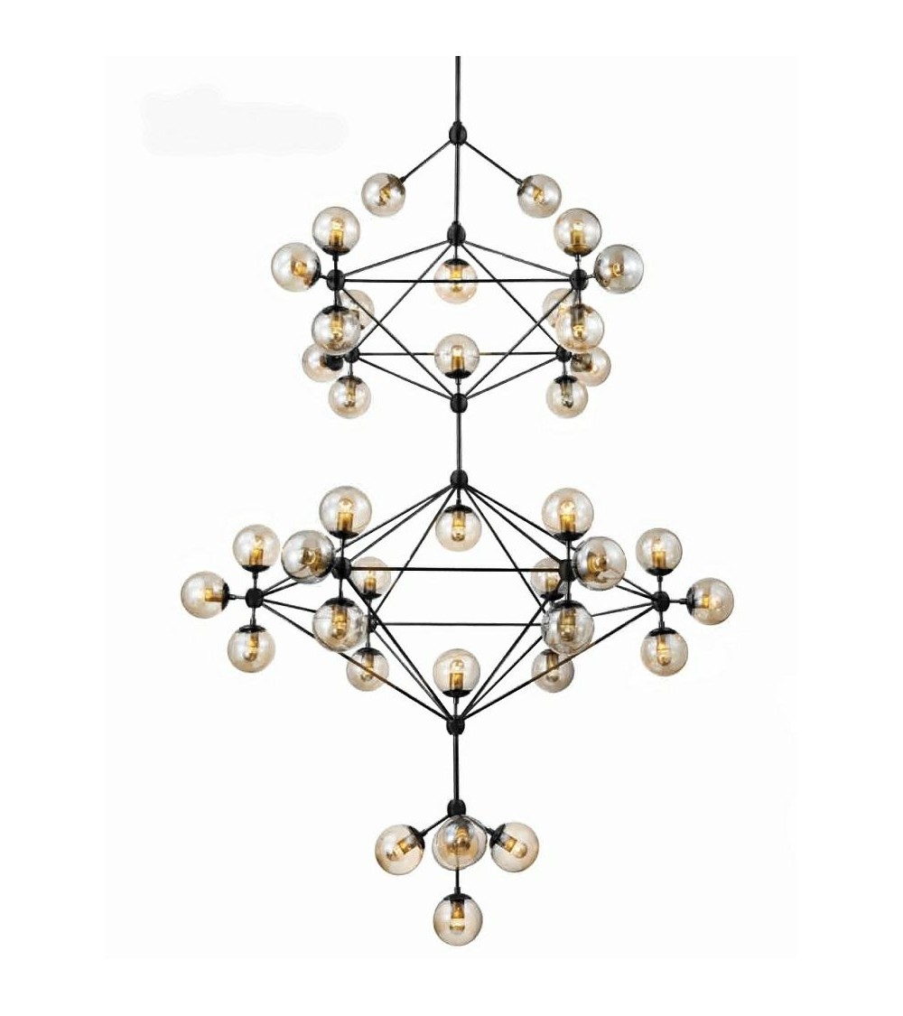 Lampa wisząca PLANETARIO 41 czarna - klosze bursztynowe