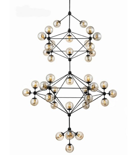 Lampa wisząca PLANETARIO 41 czarna - klosze bursztynowe