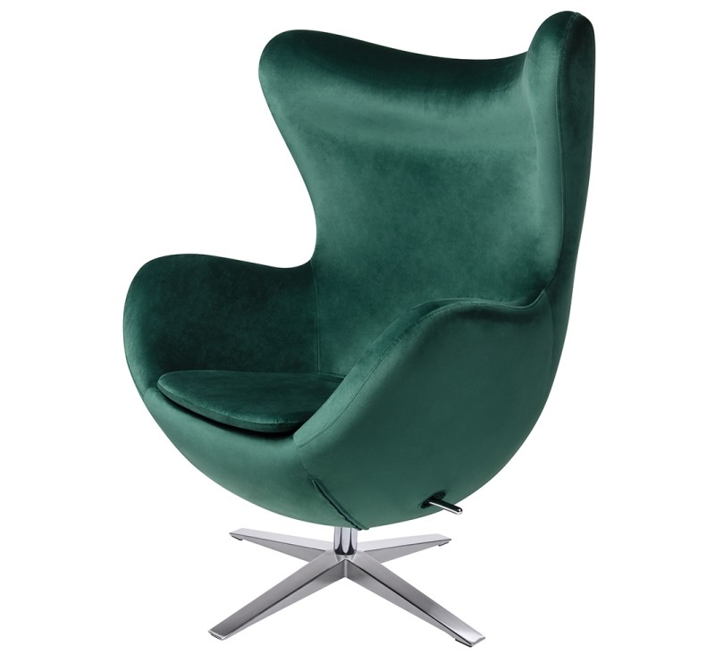Fotel EGG SZEROKI VELVET ciemny zielony.  18 - welur, podstawa stal