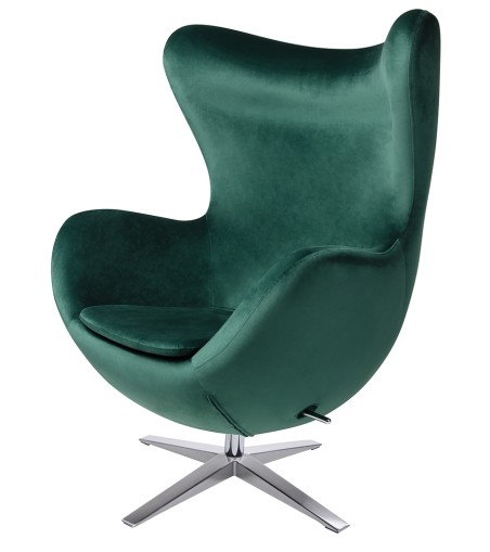 Fotel EGG SZEROKI VELVET ciemny zielony.  18 - welur, podstawa stal