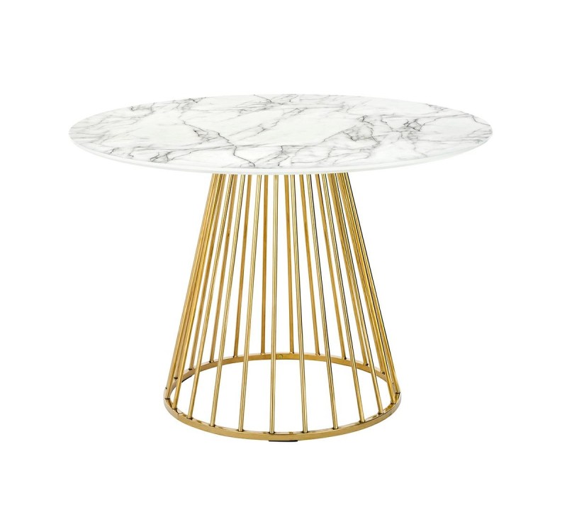Stół GLAM MARBLE 110 - MDF, złota podstawa