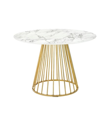 Stół GLAM MARBLE 110 - MDF, złota podstawa