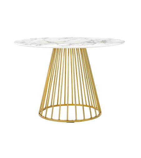Stół GLAM MARBLE 110 - MDF, złota podstawa
