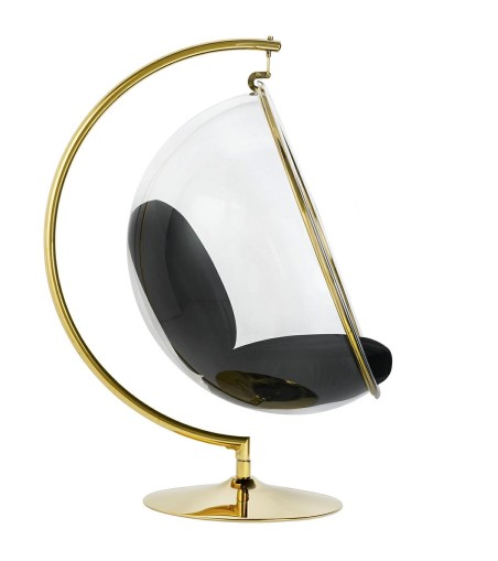 Fotel BUBBLE STAND GOLD VELVET poduszka czarna