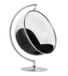 Fotel BUBBLE STAND poduszka czarna - podstawa chrom, korpus akryl, poduszka wełna