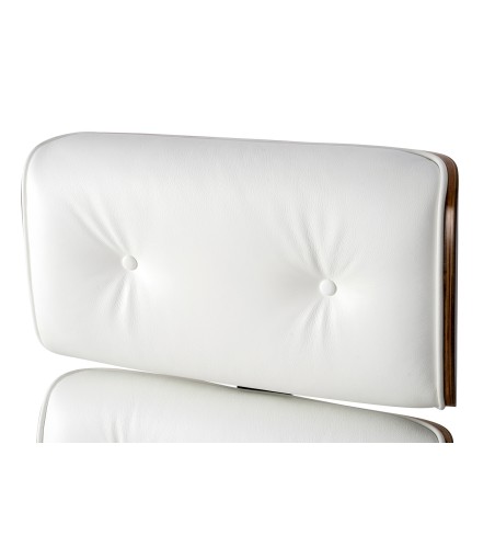 Fotel biurowy LOUNGE BUSINESS biały - sklejka orzech,włoska skóra naturalna, stal polerowana