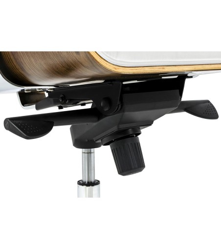 Fotel biurowy LOUNGE BUSINESS biały - sklejka orzech,włoska skóra naturalna, stal polerowana